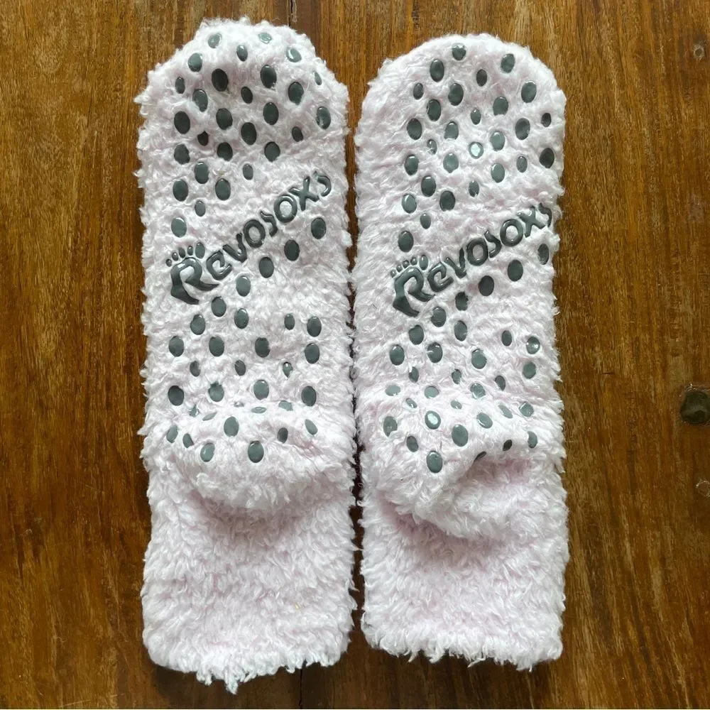 Fluffy Girls Pink Non-Slip Socks 8-12 years Warm Cozy Cabin